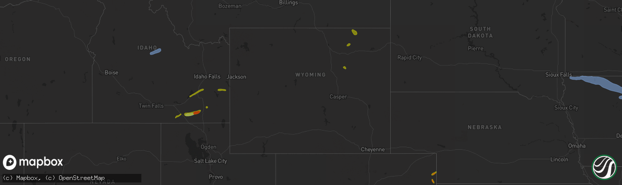 Hail map in Wyoming on June 11, 2025