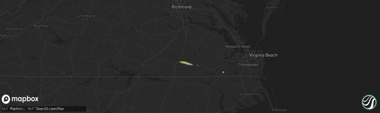Hail map in Yale, VA on June 11, 2025