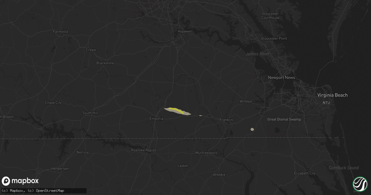 Hail map in Yale, VA on June 11, 2025