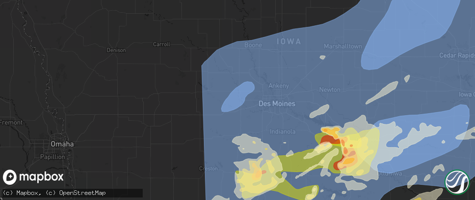 Hail map in Adel, IA on June 11, 2026