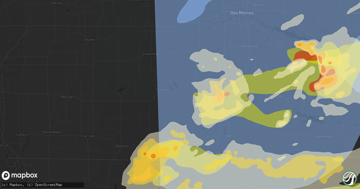 Hail map in Afton, IA on June 11, 2026
