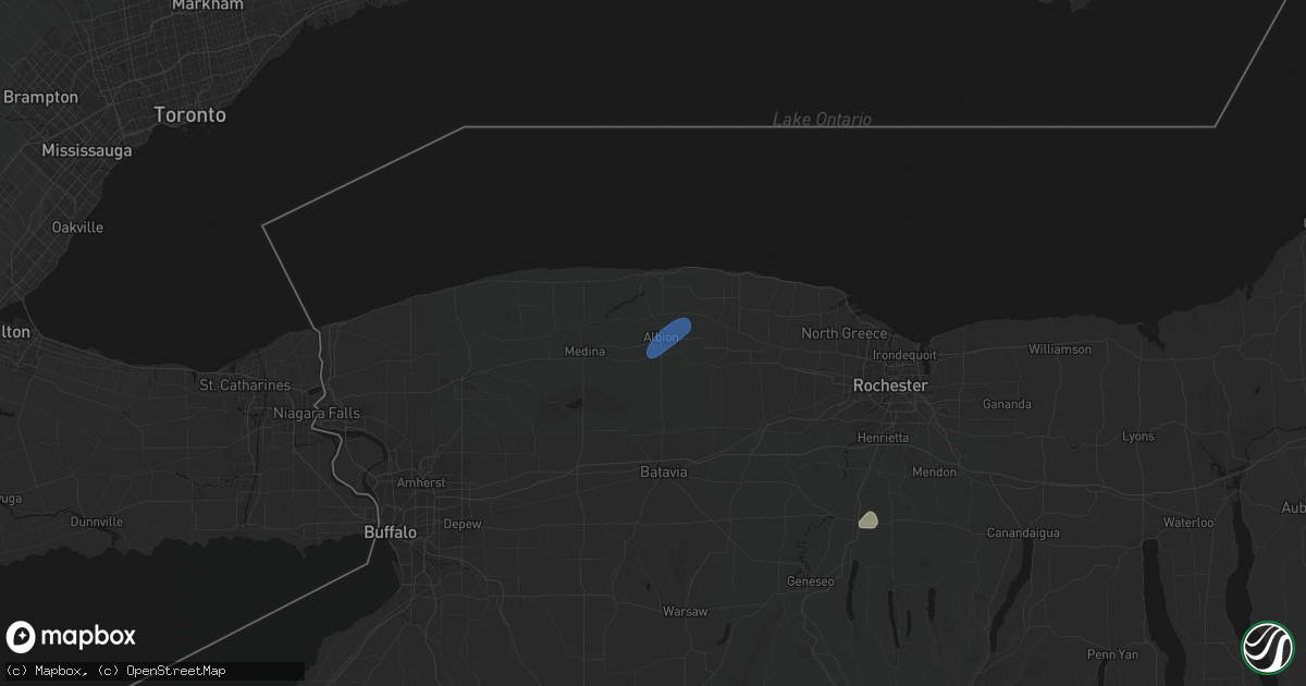 Hail map in Albion, NY on June 11, 2026