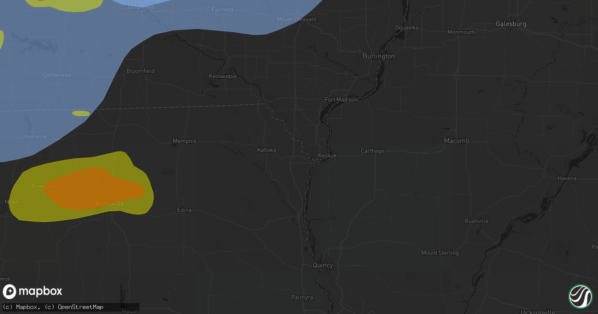 Hail map in Alexandria, MO on June 11, 2026