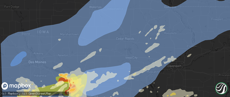Hail map in Amana, IA on June 11, 2026