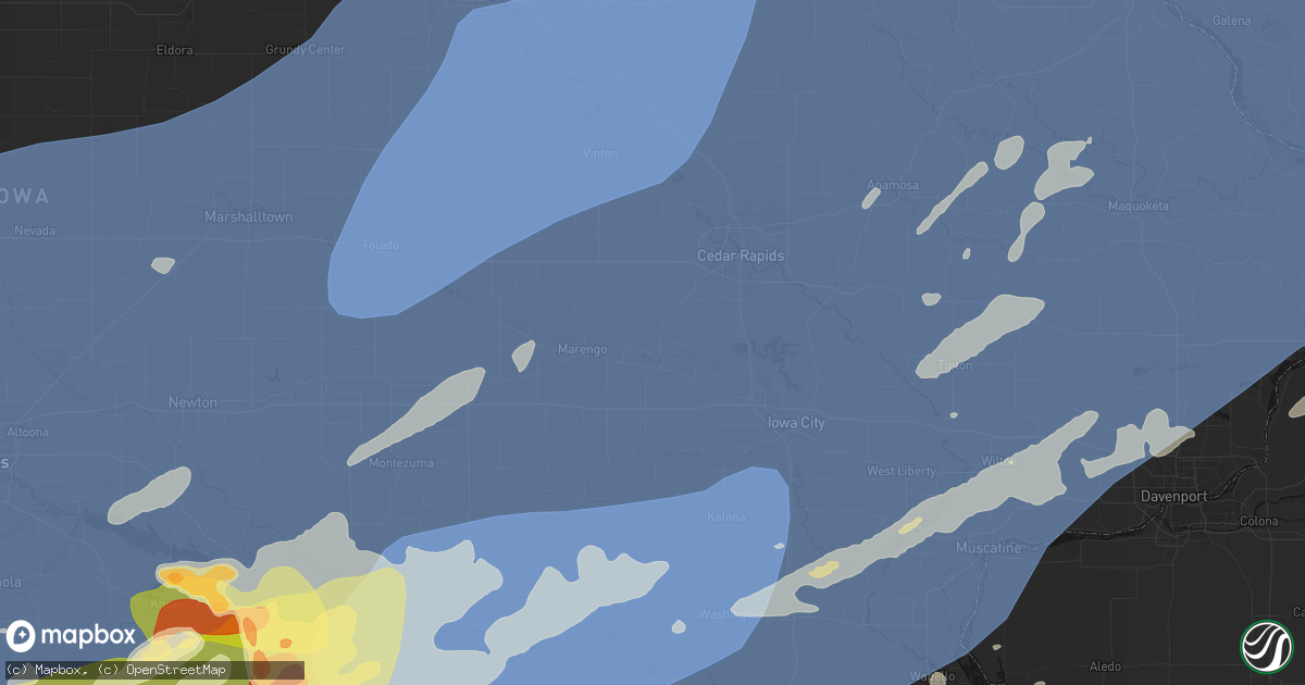 Hail map in Amana, IA on June 11, 2026