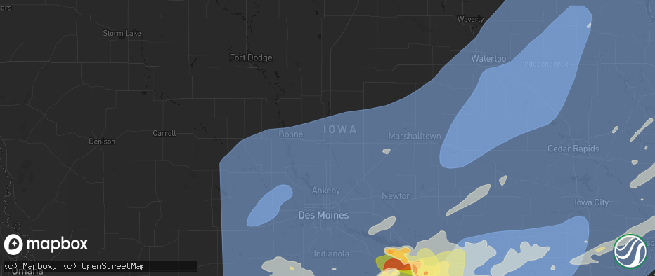 Hail map in Ames, IA on June 11, 2026