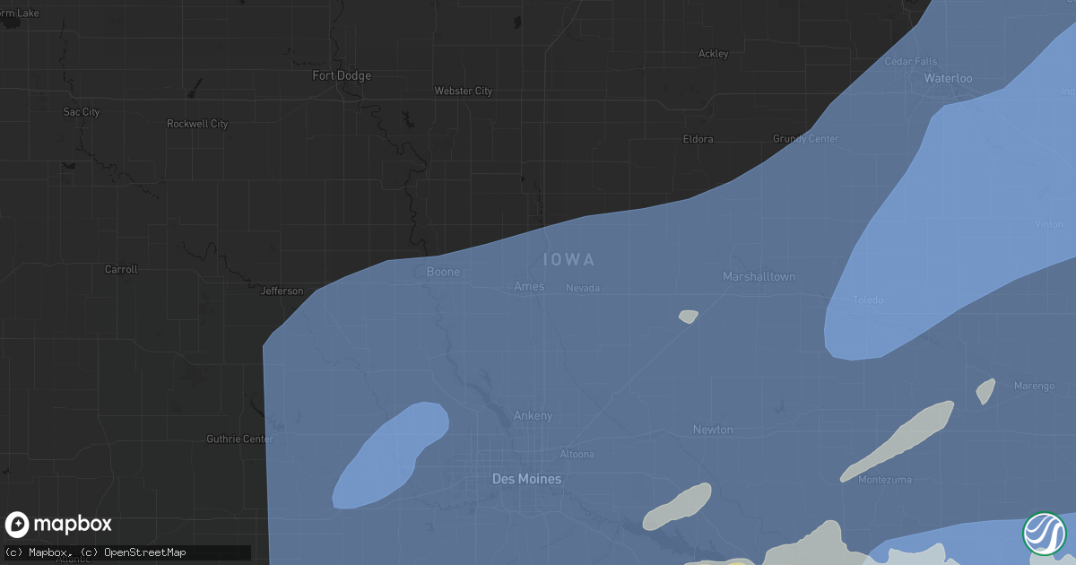Hail map in Ames, IA on June 11, 2026