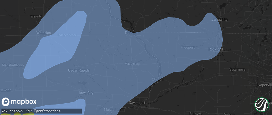 Hail map in Andrew, IA on June 11, 2026