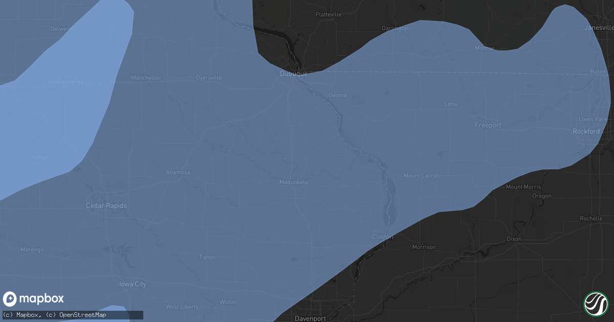 Hail map in Andrew, IA on June 11, 2026
