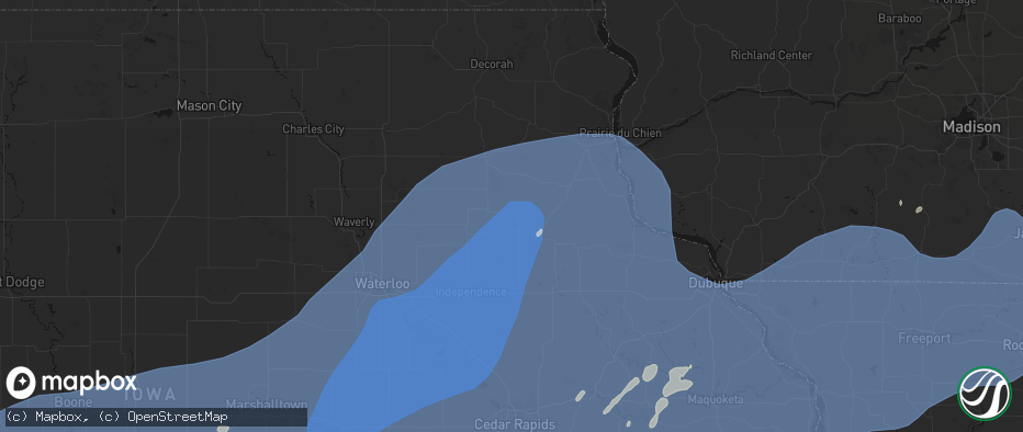 Hail map in Arlington, IA on June 11, 2026