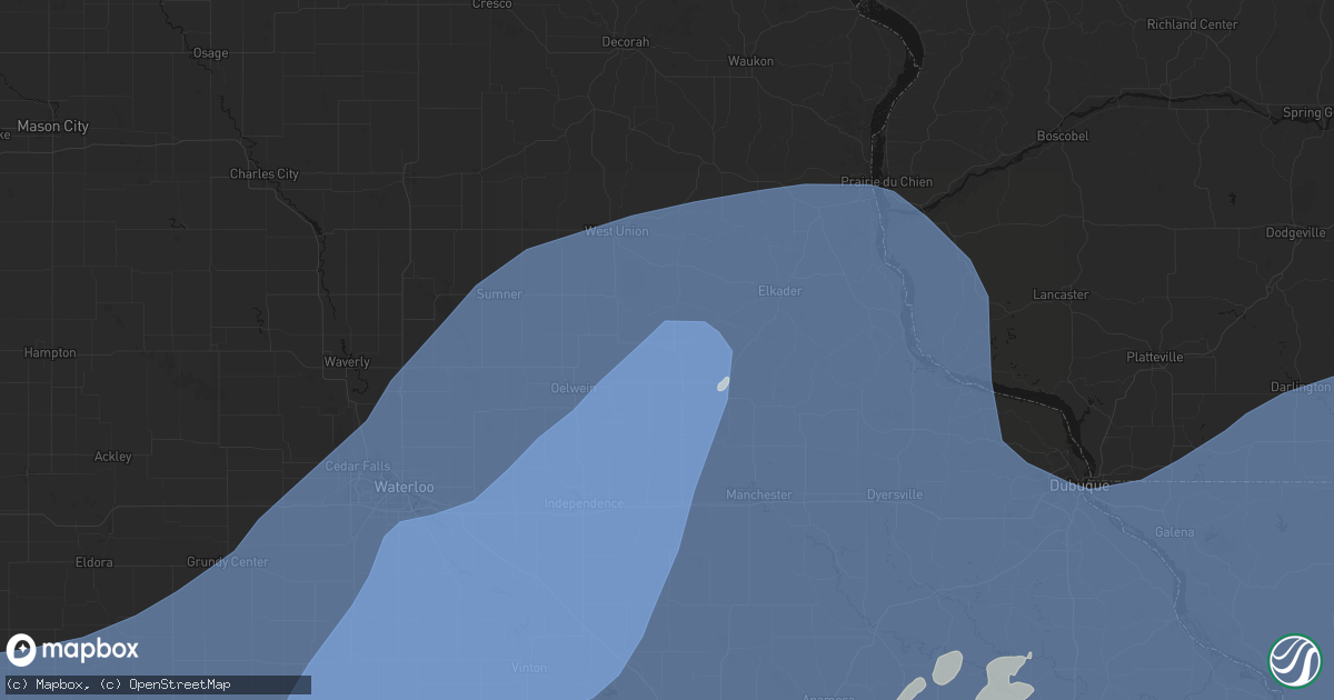 Hail map in Arlington, IA on June 11, 2026