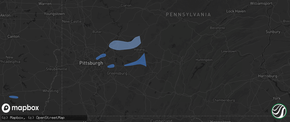 Hail map in Armagh, PA on June 11, 2026