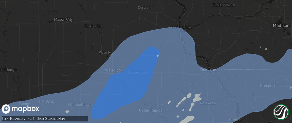 Hail map in Aurora, IA on June 11, 2026