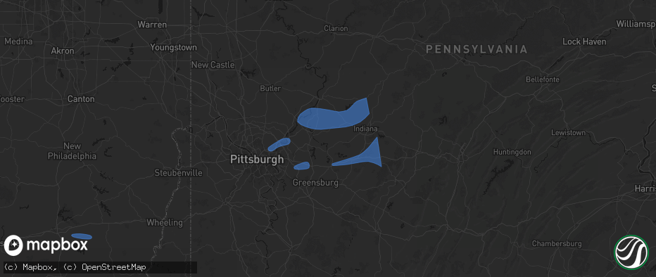 Hail map in Avonmore, PA on June 11, 2026