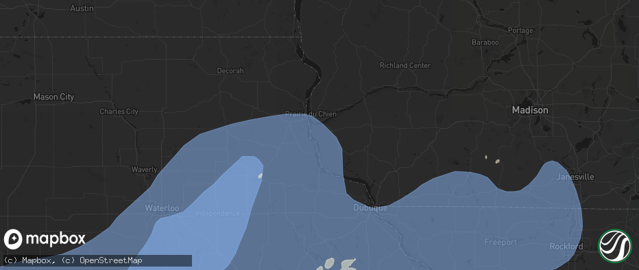 Hail map in Bagley, WI on June 11, 2026