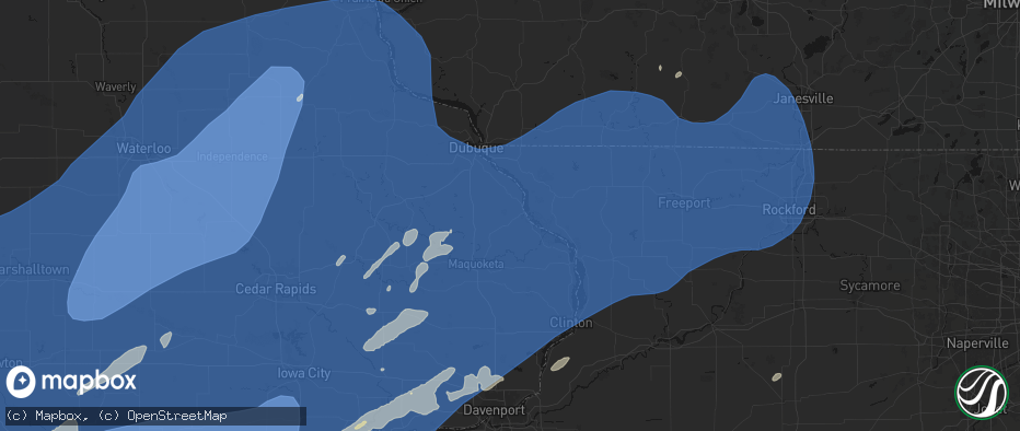 Hail map in Bellevue, IA on June 11, 2026