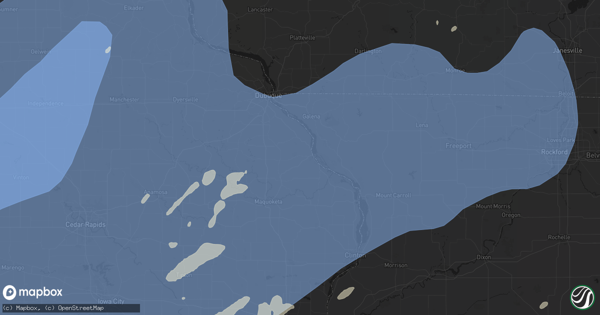 Hail map in Bellevue, IA on June 11, 2026