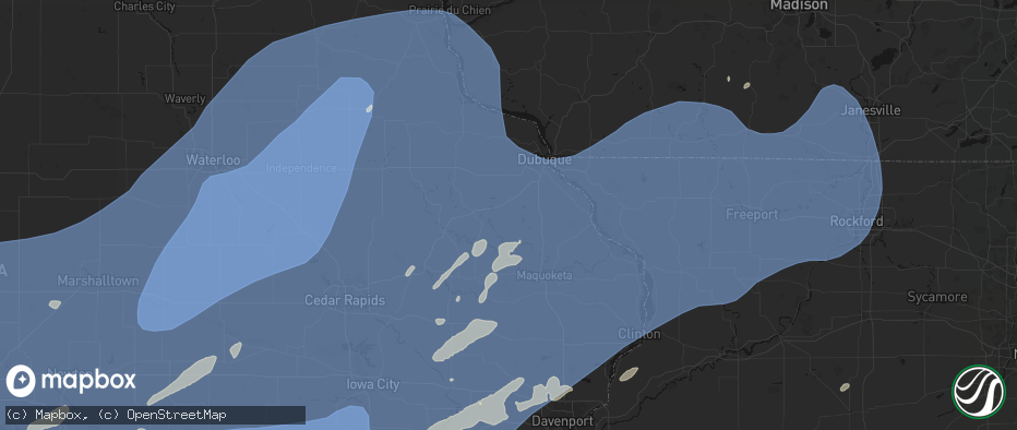 Hail map in Bernard, IA on June 11, 2026