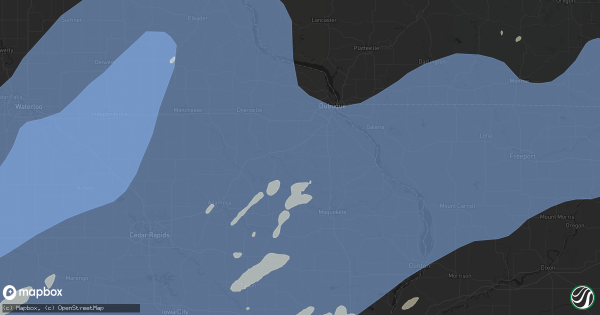 Hail map in Bernard, IA on June 11, 2026
