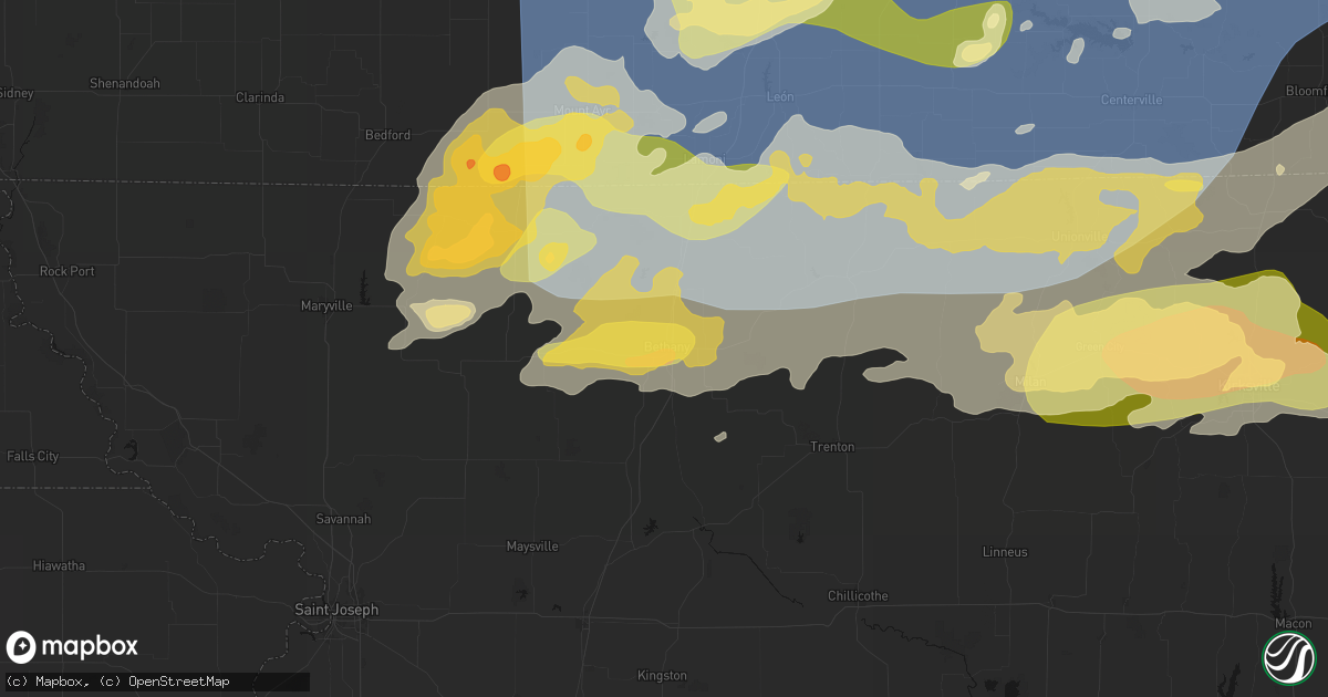 Hail map in Bethany, MO on June 11, 2026