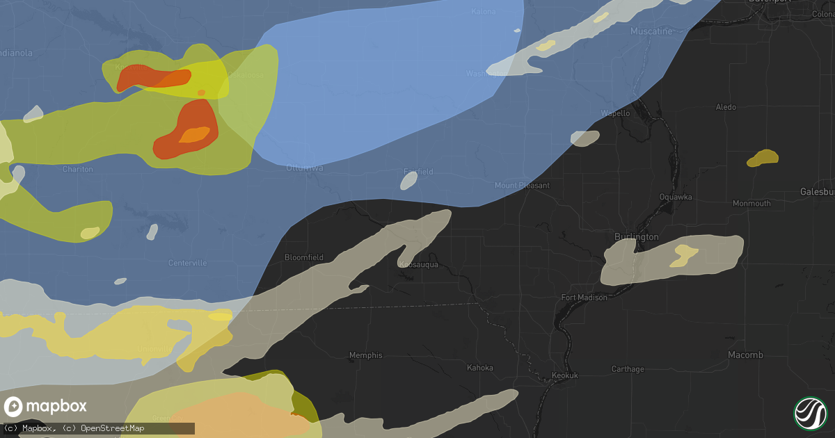 Hail map in Birmingham, IA on June 11, 2026