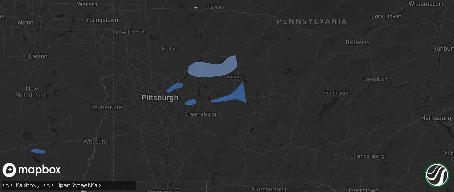 Hail map in Blairsville, PA on June 11, 2026