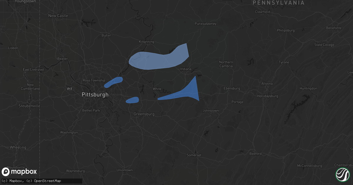 Hail map in Blairsville, PA on June 11, 2026
