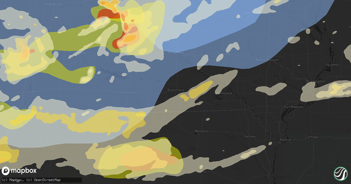 Hail map in Bloomfield, IA on June 11, 2026