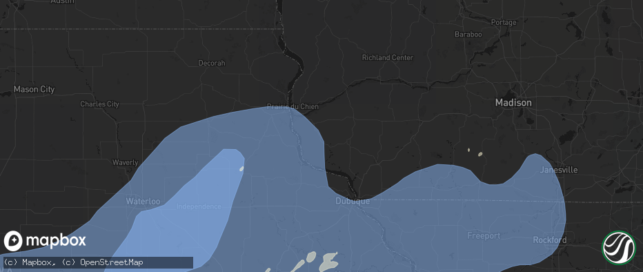 Hail map in Bloomington, WI on June 11, 2026