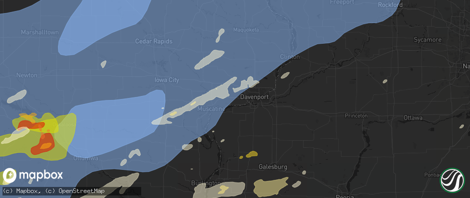 Hail map in Blue Grass, IA on June 11, 2026