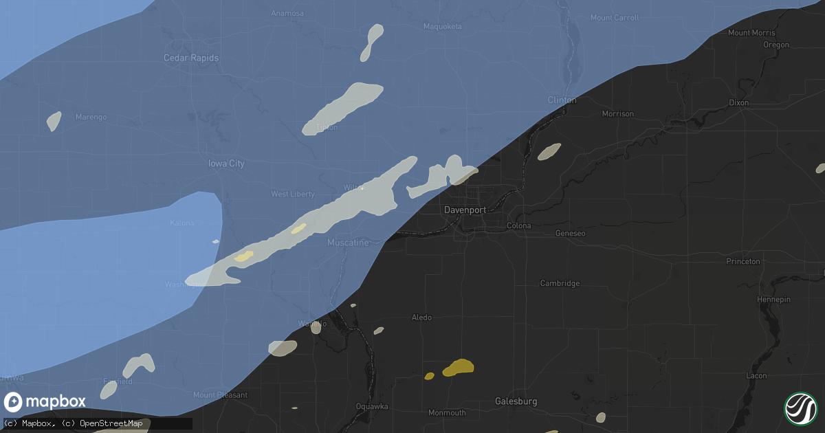 Hail map in Blue Grass, IA on June 11, 2026