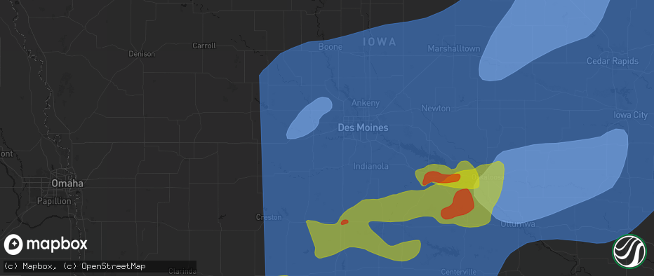 Hail map in Booneville, IA on June 11, 2026