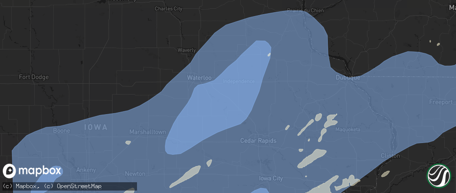 Hail map in Brandon, IA on June 11, 2026