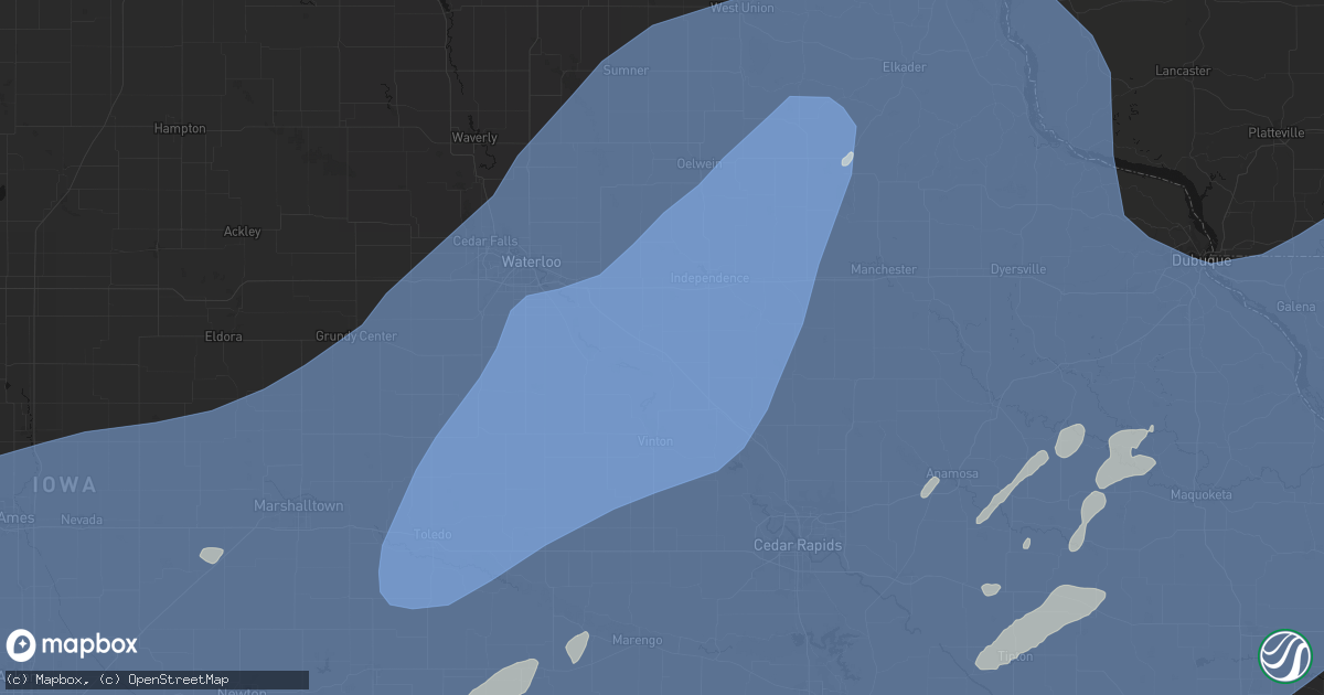 Hail map in Brandon, IA on June 11, 2026