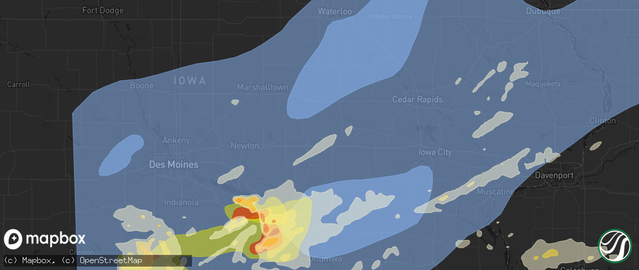 Hail map in Brooklyn, IA on June 11, 2026