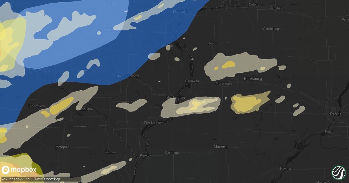 Hail map in Burlington, IA on June 11, 2026