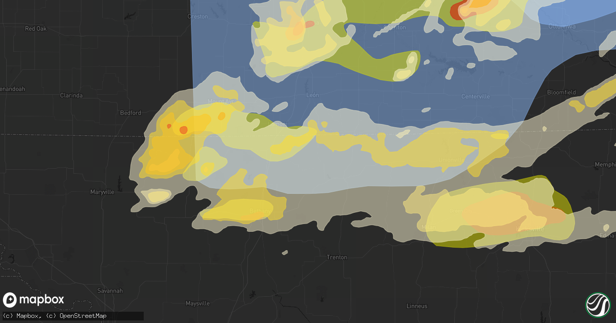 Hail map in Cainsville, MO on June 11, 2026