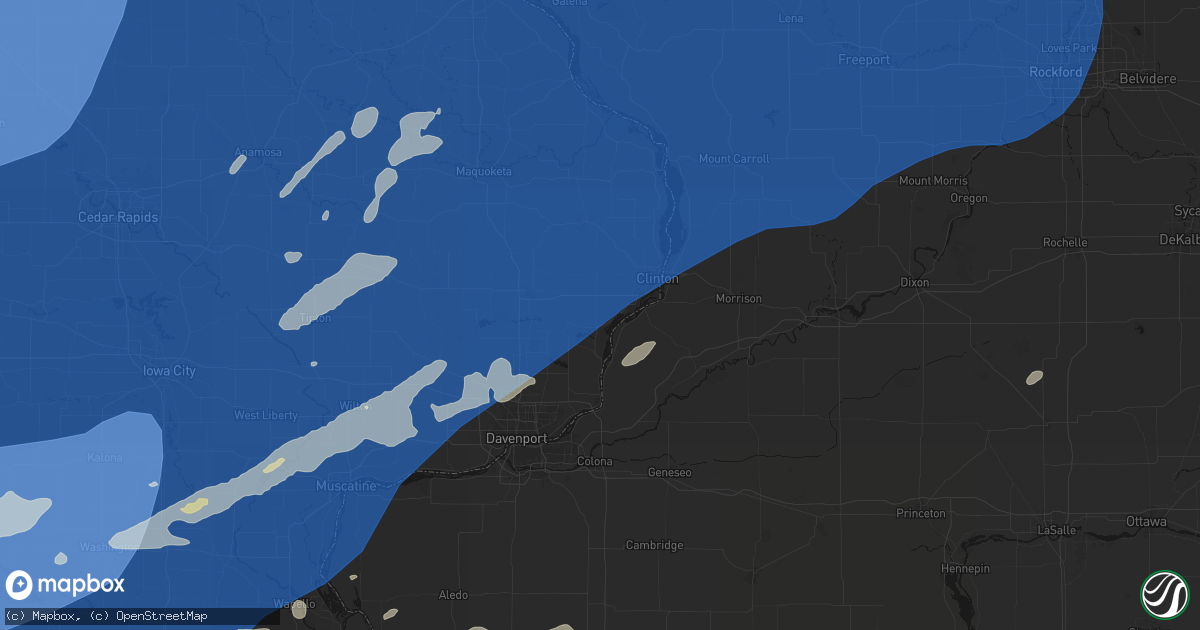 Hail map in Camanche, IA on June 11, 2026