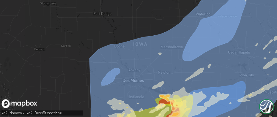 Hail map in Cambridge, IA on June 11, 2026