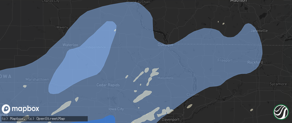 Hail map in Cascade, IA on June 11, 2026
