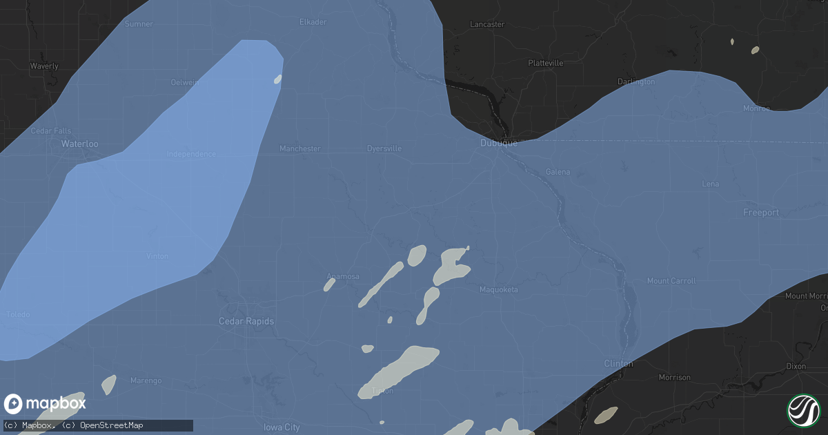 Hail map in Cascade, IA on June 11, 2026