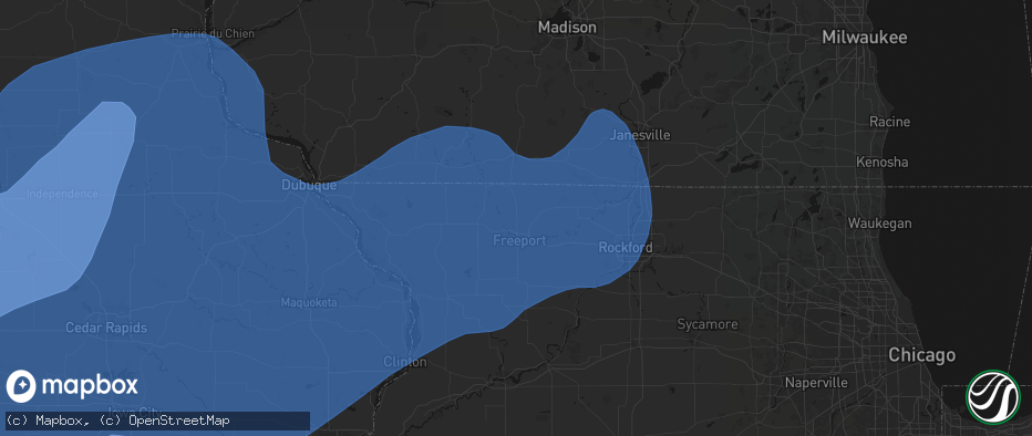 Hail map in Cedarville, IL on June 11, 2026