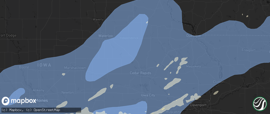Hail map in Center Point, IA on June 11, 2026