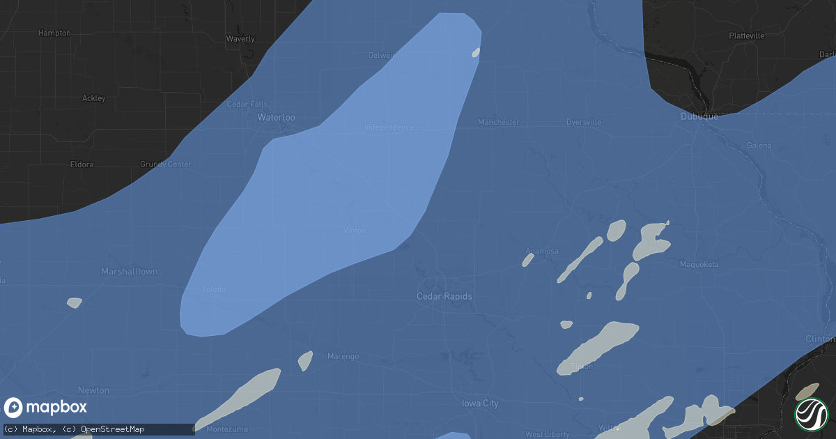 Hail map in Center Point, IA on June 11, 2026
