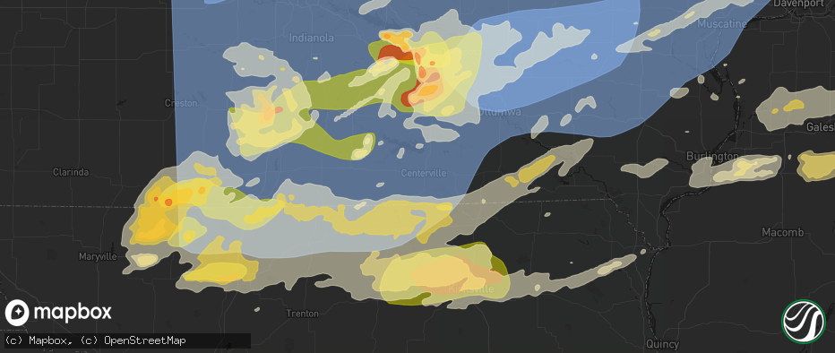 Hail map in Centerville, IA on June 11, 2026