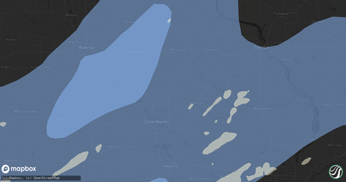 Hail map in Central City, IA on June 11, 2026