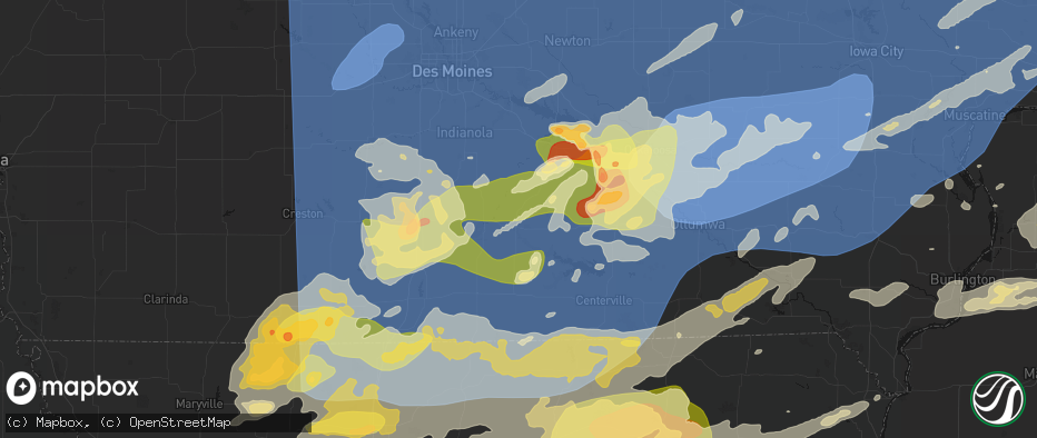 Hail map in Chariton, IA on June 11, 2026