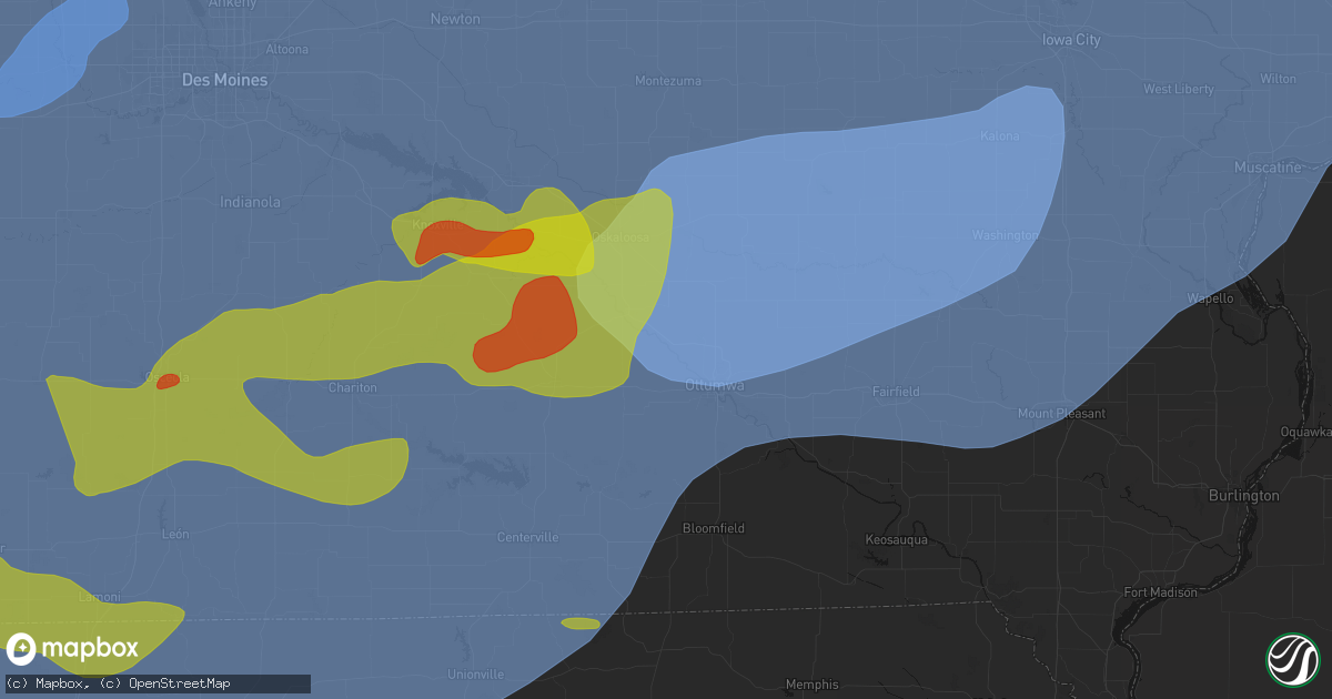 Hail map in Chillicothe, IA on June 11, 2026