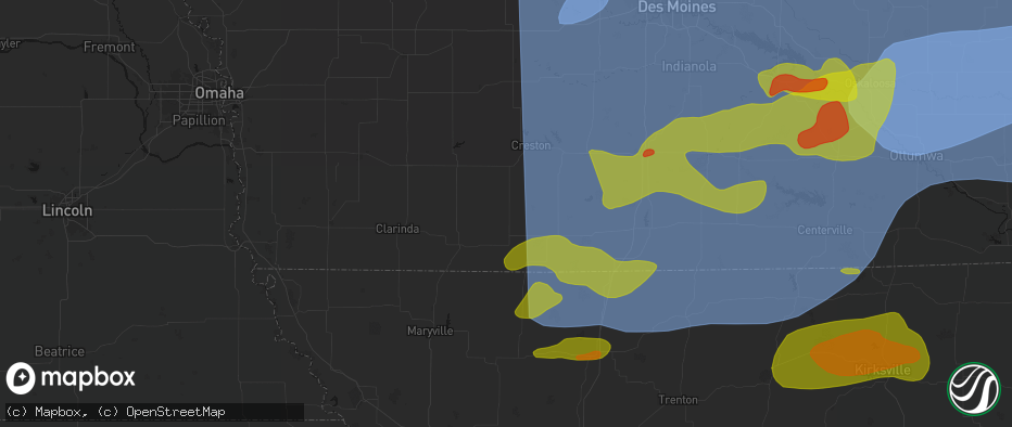 Hail map in Clearfield, IA on June 11, 2026