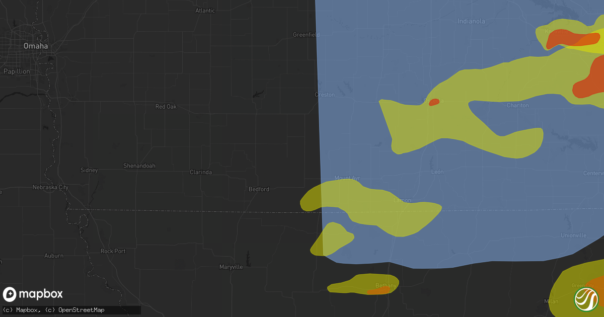 Hail map in Clearfield, IA on June 11, 2026